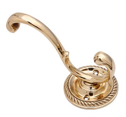 Brass double coat hook hat - brass,