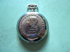 Yuri Gagarin Pictured 50mm Hunter Hand Wind Pocket Watch. Working. TLC