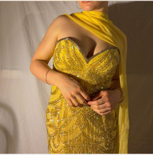 Yellow Beaded Silk Chiffon