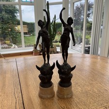 Pair Vintage English Spelter Figurines Ornaments.