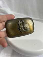 Vintage Chambers Western Rodeo Cowboy Boots With Spurs Belt Buckle 