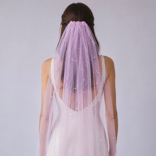 Pink pearl bridal - pink, veil