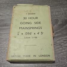 BOX OF 30 HR GOING SIDE MAINSPRINGS 6 IN BOX NOS IN WRAPPER LOOSE LOOP LONDON
