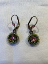 Michal Negrin Pink And Green Earrings