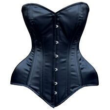 Satin Corset Double Steel Boned Corset Overbust Black Waist Training Corset
