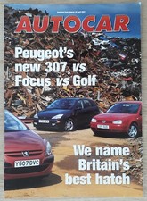 Ford Focus 2.0 Zetec Road Test Reprint Brochure 2001 v Peugeot 307 & VW Golf GTi