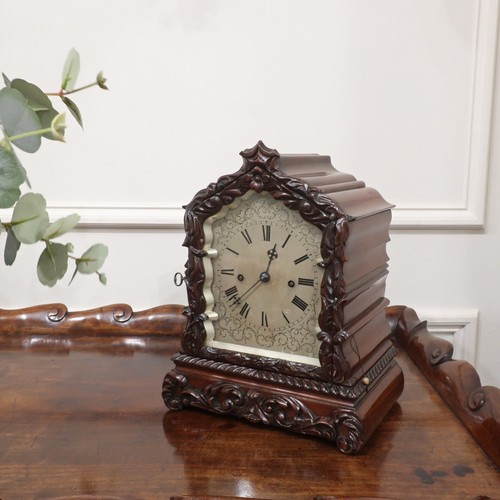 Antique library clock mahogany - antique,