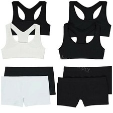 GIRLS 2 PACK CROP TOP SEAM FREE - SPORTS BRA/SHORT BRIEFS BOXERS AGE 6-16