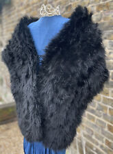 Black Feathers Marabou Large Shawl Evening Opera Vintage