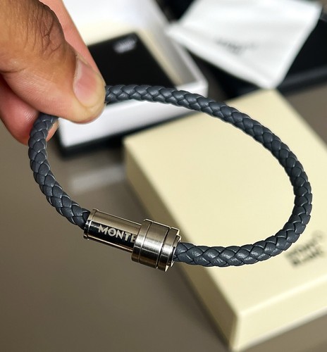 Montblanc grey braided leather - montblanc,
