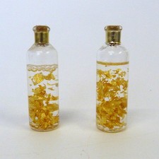 2 x Glass Bottle 24K Gold Flakes In Water 