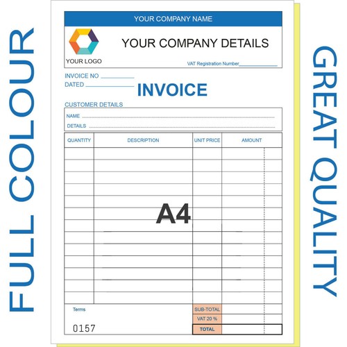 Personalised invoice book - personalised, a4