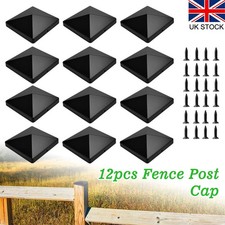 12X Fence Post Cap Black ABS Plastic Pyramid Caps 4''x4'' w/ Nails Protect Fence