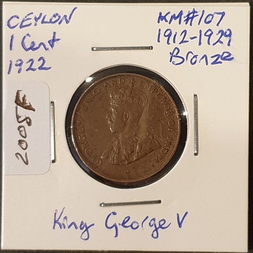 1922 ceylon cent 107 - cent, km#107