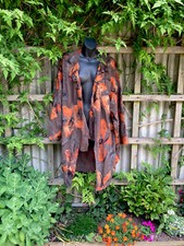 Zuza Bart Ladies Cardigan Coat Wrap Size UK 14,16 Orange Multi Wool Appliqué