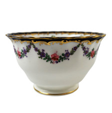 George Jones Crescent China Round Sugar Bowl Swags of Flowers