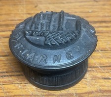 Antique Irish Hand Carved Bog Oak Ink Well Trinket Pot BLARNEY Castle, Ireland