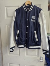 Franklin Marshall Mens Varsity Jacket Rare Size L In Blue and White with Pockets