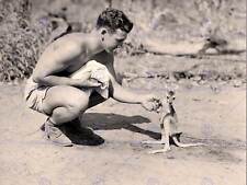 Vintage Photography American Soldier Kangaroo Joey Poster Art Print Bb12427B