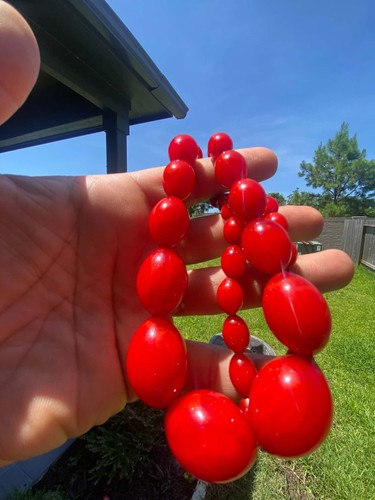 Cherry bakelite necklace - cherry,