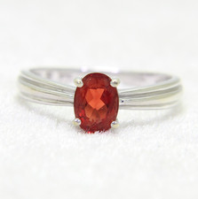 9ct White Gold Fire Opal Ring Size 6 1/4 - M