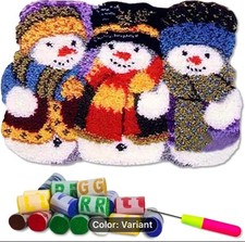 Latch hook  rug kit Beautiful snowman  52x38 Cm Printed Canvas ￼