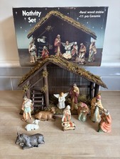 Vintage nativity set wooden - nativity,