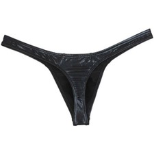 Sexy Men Shiny Leather-Like T-back Underwear Male Stretchy G-string Thong Pants