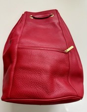 Didier Lamarthe of Paris, This vintage  Leather Bright Red Bucket Drawstring Bag