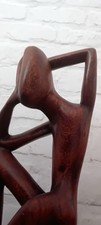  Sculpture Vintage wooden  Heavy  Abstract Modernist   Thinking  Man African 