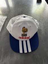 Vintage Adidas France Football Cap Retro White Blue Red 80s 90s Zidane