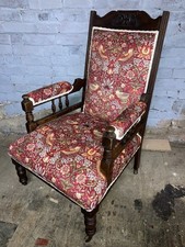 Victorian Antique Arm Chair William Morris Strawberry Thief Delivery Available!
