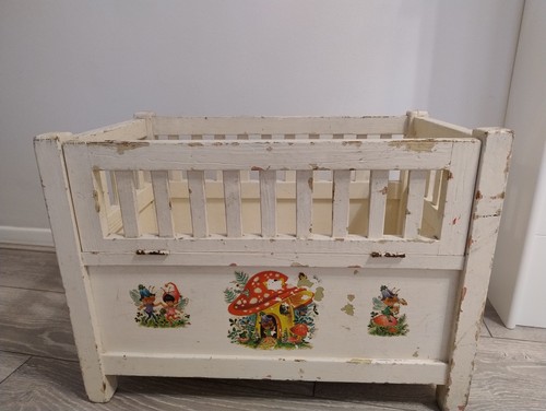 Vintage wooden dolls cot - vintage,