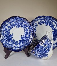 Very Rare  William Lowe Court China  Porcelain blue and white Trio SET.c1912+