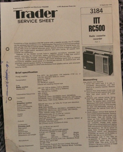 Itt rc500 radio - radio, cassette