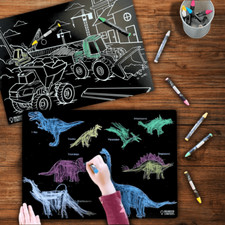 Imagination Starters® Chalkboard Placemat Colouring Set - Dinosaur & Constructio