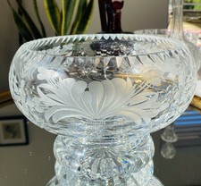 Royal Brierley Crystal "HONEYSUCKLE" Footed Round Fruit Trifle Bowl - RARE