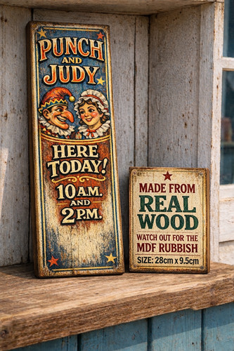 Punch and judy - and, sign