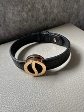 Philip Stein Horizon Black Leather Bracelet With Rose Gold Plated Icon