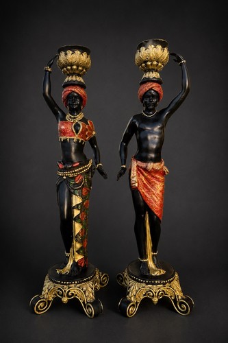 Pair vintage blackamoor bronze - vintage,