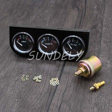 2″/52mm Car Auto Black Face Triple Gauge Set Oil Pressure Water Temp Volt Meter