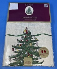 Spode Christmas Tree Fabric Tablecloth 60"x84" Oblong Oval Seats 6-8 NEW