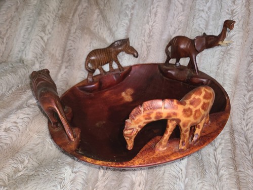 Wooden bowl african - bowl,, animals