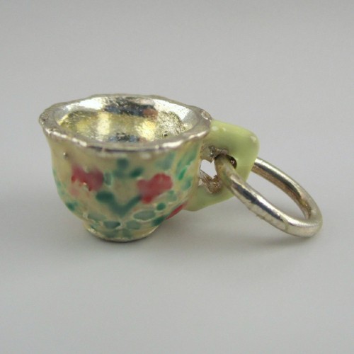 Sterling silver teacup charm - teacup,