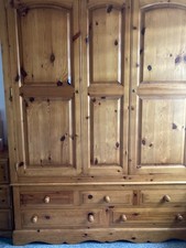 Brown solid pine wood wardrobe