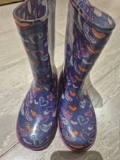 Shoe Zone Girls Purple Wellington Boots