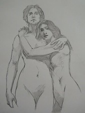 Pencil life drawing after