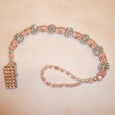 Pink Silver Diamante Shamballa