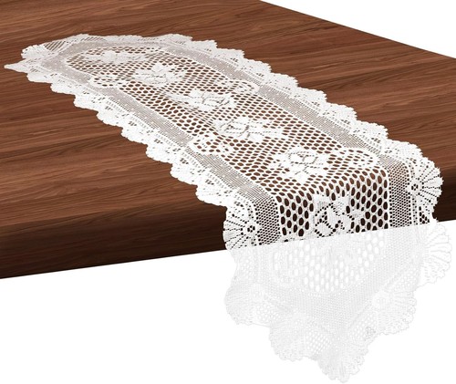 Versatile white lace table - white,