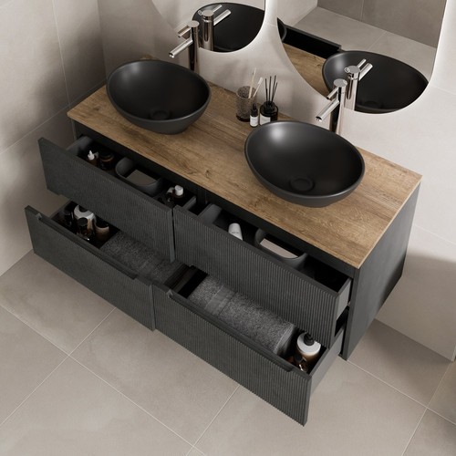 1200mm oak fluted vanity unit - 1200mm,